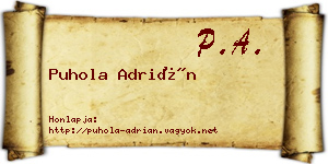 Puhola Adrián névjegykártya